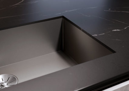 BLANCO ZEROX 700-IF Dark Steel kjøkkenvask i gjennomfarget rustfritt stål, grå farge.